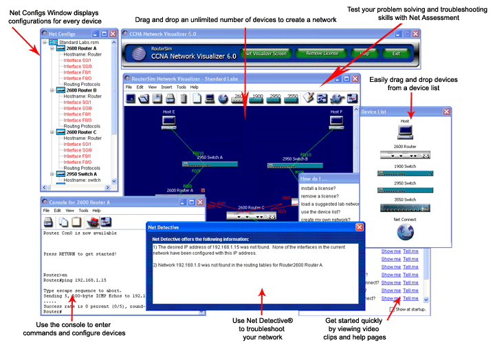 screenshot of CCNA Network Visualizer router simulator, cisco simulator, network simulator, ccna simulator, routersim